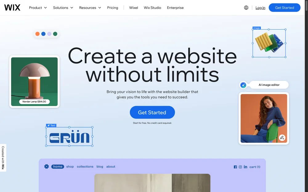Plataforma Wix Sito Web Graits
